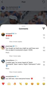 Coco Gauff's comment on Taylor Townsend's post | Instagram